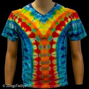Tie dye Tshirt done with Ice. Top Tee Small V-neck. Wonderful colors
